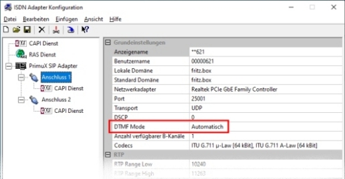 Neue Einstellung DTMF Mode