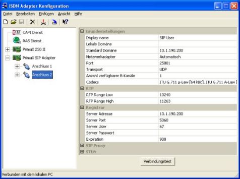 Konfiguration SIP-Adapter