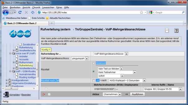 Rufverteilung VoIP->intern